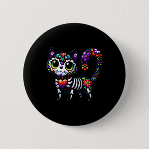 Dia De Los Muertos Cinco De Mayo Cat Sugar Skull M 2 Inch Round Button