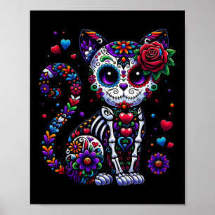Dia De Los Muertos Cinco De Mayo Cat Sugar Skull M Poster