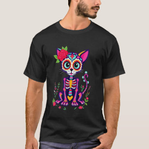 Dia De Los Muertos Cinco De Mayo Cat Sugar Skull T-Shirt