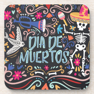 Dia de los Muertos coloré   DESSOUS DE VERRE