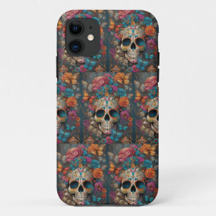 Dia de los Muertos: Colourful Sugar Skull Pattern iPhone 11 Case