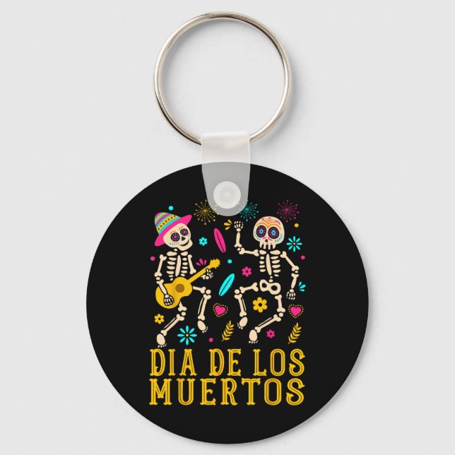 Dia De Los Muertos Costume Day Of The Dead Skeleto Keychain (Front)