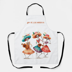 Dia de los Muertos Dancing Calavera Trio Apron