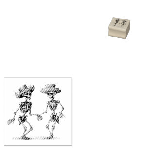 Dia de los Muertos dancing male skeletons Rubber Stamp