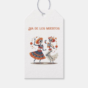 Dia de los Muertos dancing skeletons customizable Gift Tags