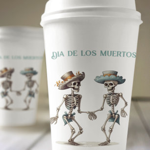 Dia de los Muertos dancing skeletons customizable Paper Cups
