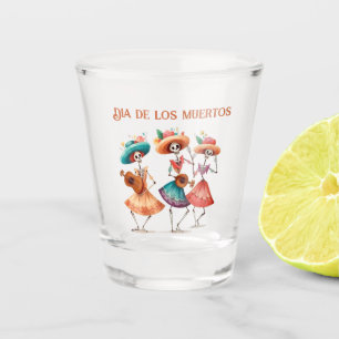 Dia de los Muertos dancing skeletons customizable Shot Glass
