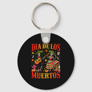 Dia De Los Muertos Dancing Skeletons Guitar Day Of Keychain