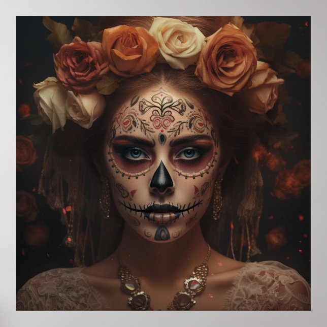 Dia de los Muertos Day of the Dead Art Poster (Front)