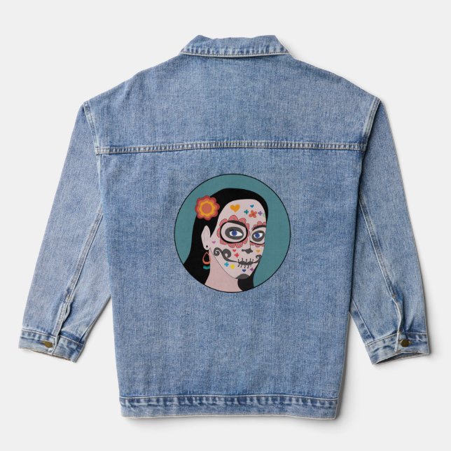 Día de Los Muertos Day of the Dead Denim Jacket (Back)