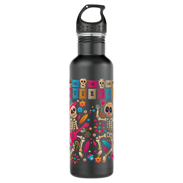 Dia De los Muertos Day of the Dead Mexican Skeleto 710 Ml Water Bottle (Front)