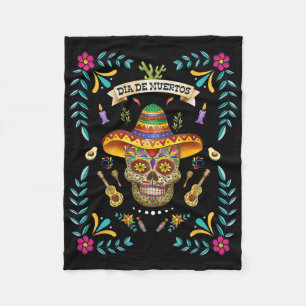 Dia De Los Muertos Day Of The Dead Mexican Skeleto Fleece Blanket