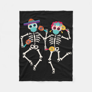 Dia De Los Muertos Day Of The Dead Skull Dancing  Fleece Blanket