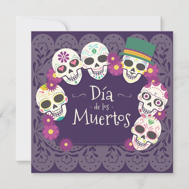 Dia de los Muertos Day of the Dead skull masks Card (Front)