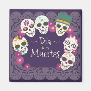 Dia de los Muertos Day of the Dead skull masks Magnet