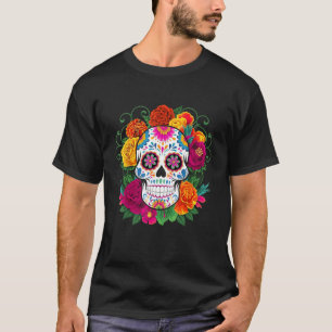 Dia De Los Muertos Day of The Dead Sugar Skull Hal T-Shirt