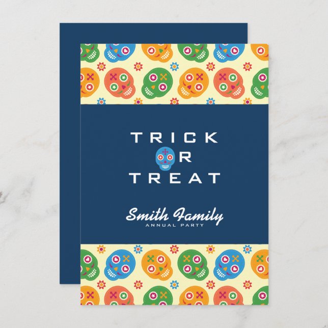 Dia De Los Muertos. Day of the Dead. Sugar Skulls. Invitation (Front/Back)