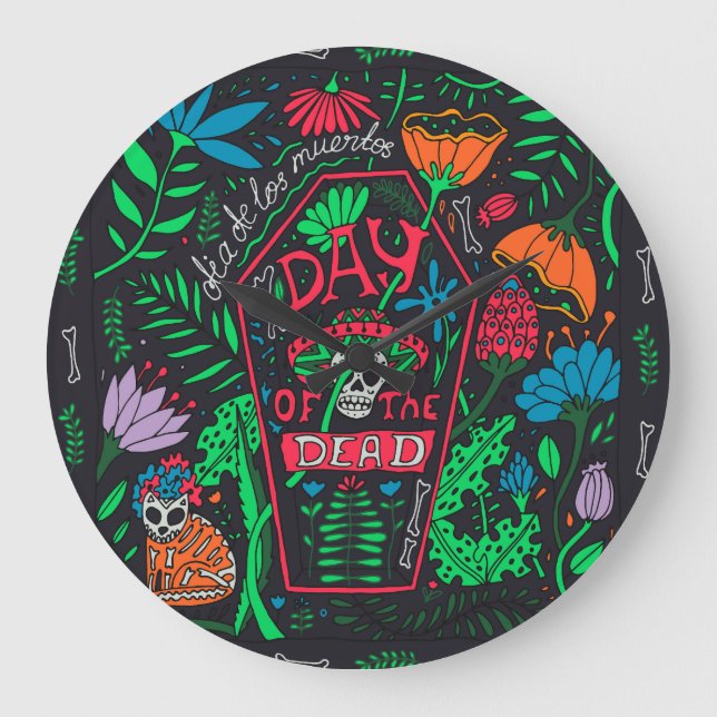 Dia de los Muertos: Festive Card Set Large Clock (Front)