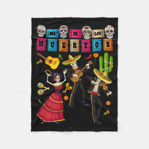 Dia De Los Muertos Figures - Mexican Papel Picado Fleece Blanket