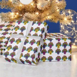 Dia De Los Muertos Floral Skull Dia De Los Muertos Wrapping Paper