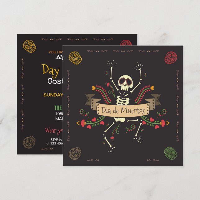 Dia de los Muertos Halloween Party Invitation (Front/Back)