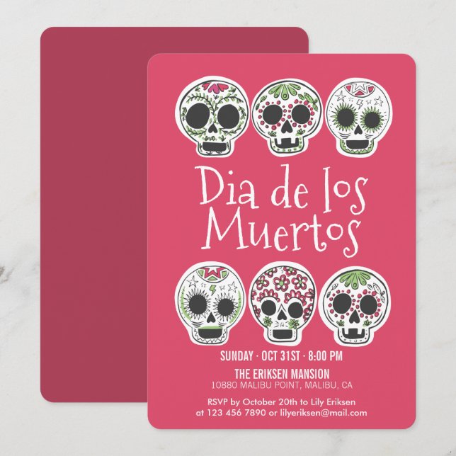 Dia de los Muertos Halloween Party Invitation (Front/Back)