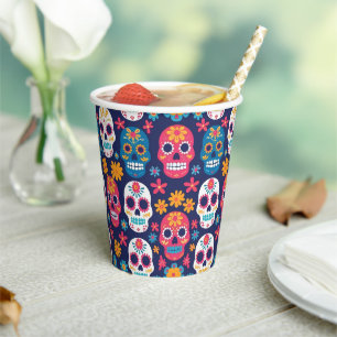 Dia de Los Muertos Halloween Pattern Paper Cups