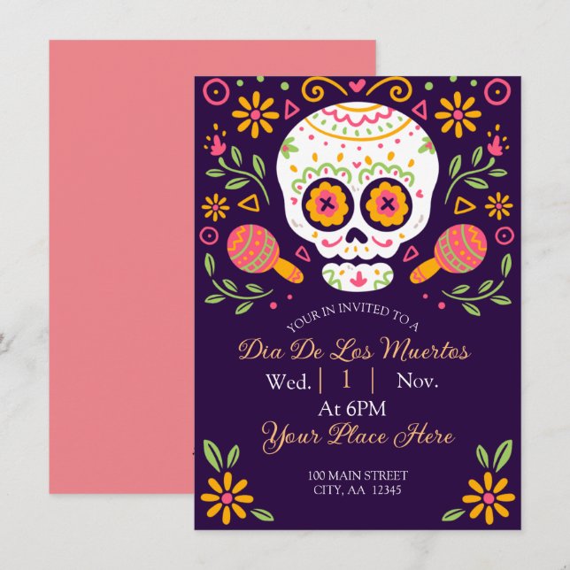 Dia De Los Muertos  Holiday Card (Front/Back)