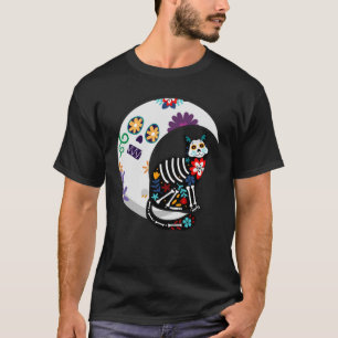 Dia de los Muertos in Mexico or Sugar Skull Cat an T-Shirt
