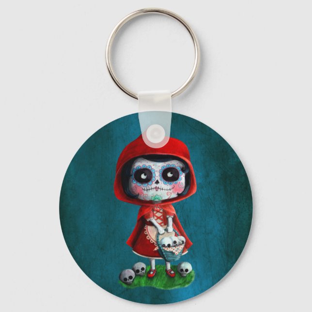 Dia de los Muertos Little Red Riding Hood Keychain (Front)