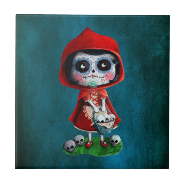 Dia de los Muertos Little Red Riding Hood Tile (Front)