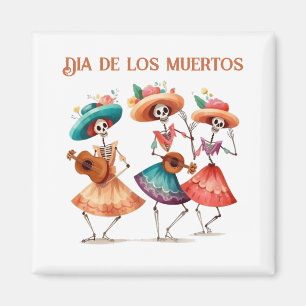 Dia de los Muertos mariacheras customizable Magnet