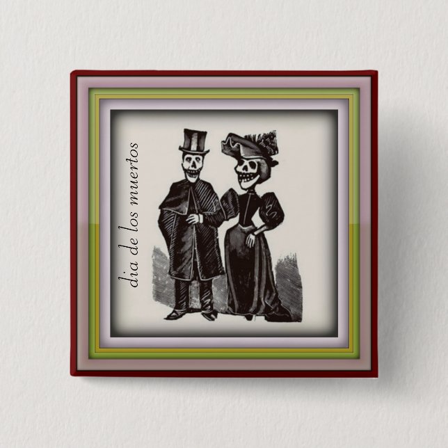 Dia de los Muertos Married Couple Button (Front)