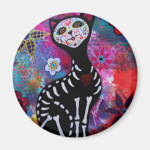 Dia de los Muertos Meow Cat by Prisarts Magnet