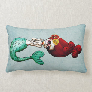 Dia de Los Muertos Mermaid Beauty Lumbar Pillow