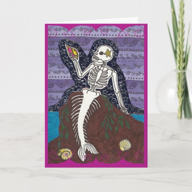 Dia de Los Muertos Mermaid Card (Front)