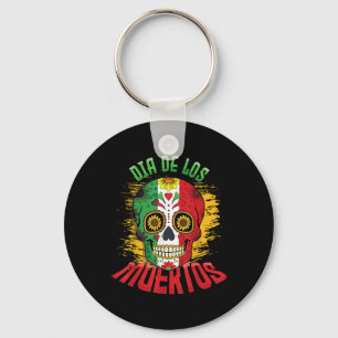 Dia De Los Muertos Mexican Flag Mexico Skull Cool Keychain