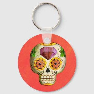 Dia de Los Muertos Mexican Sugar Skull Keychain