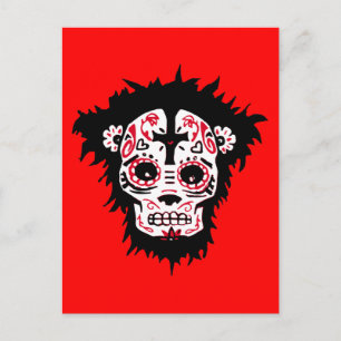dia de los muertos monkey postcard