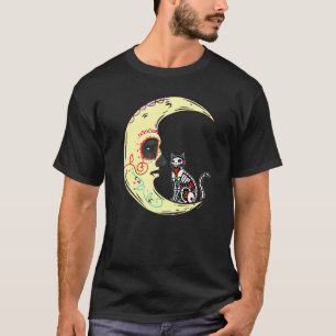 Dia De Los Muertos Moon Sugar Skeleton Cat X Ray T-Shirt