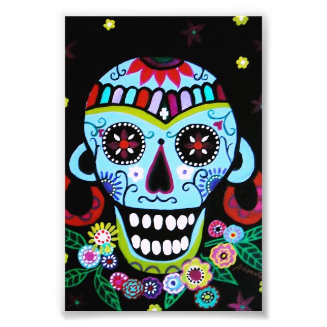 Dia de los Muertos Native Skull Azteca Photo Print (Front)