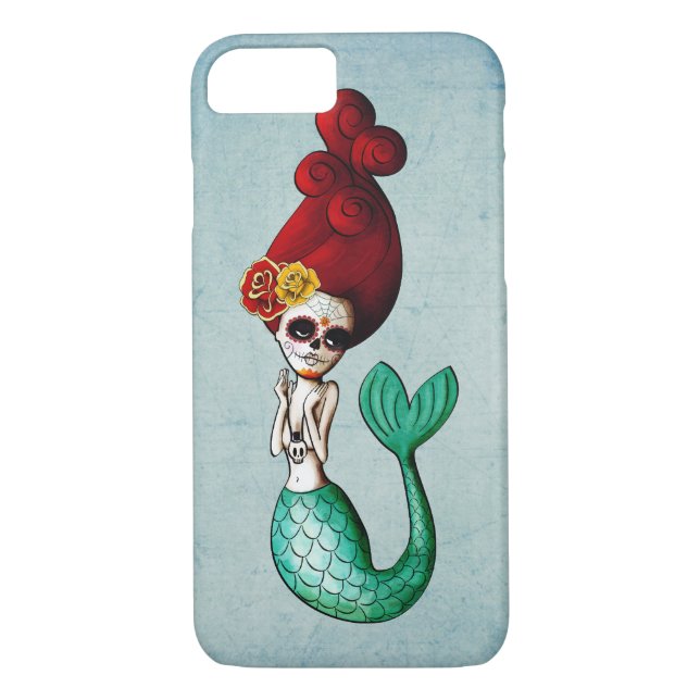 Dia de Los Muertos Old School Mermaid Case-Mate iPhone Case (Back)