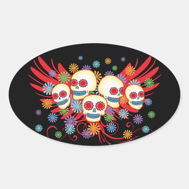 Dia de los Muertos Oval Sticker (Front)