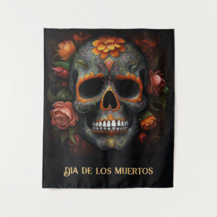 Dia de los Muertos painted skull customizable Tapestry