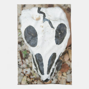 dia de los muertos painted skull kitchen towel