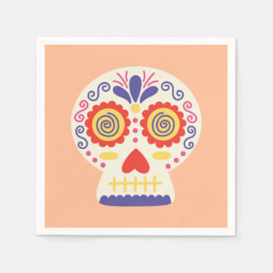 Dia de los Muertos Party Decor Orange Paper Napkin