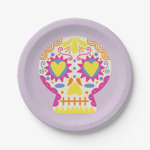 Dia de los Muertos Party Decor Purple Paper Plates