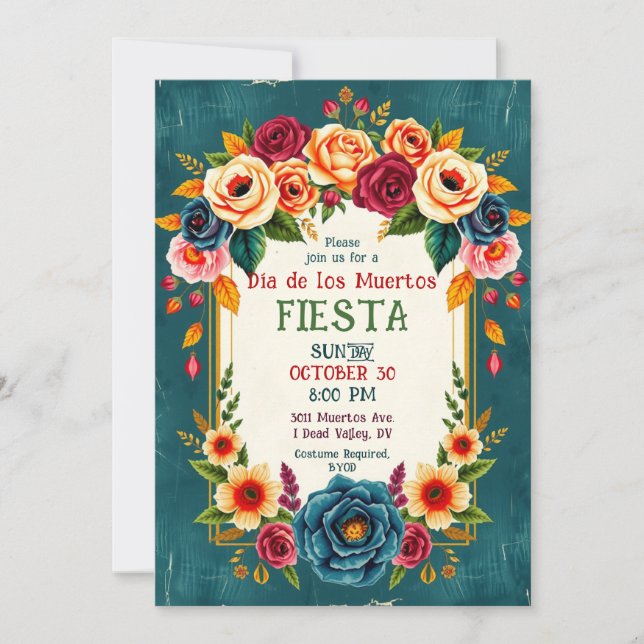 💀🎉Dia de los Muertos Petals & Phantoms: Invitation (Front)