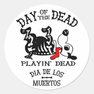 dia de los muertos playin dead dog sticker