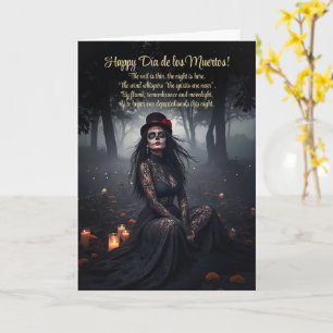Dia de los Muertos Pretty Woman Sugar Skull Card